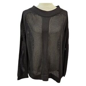 Liviana Conti Womans Open Knit Mesh Asymmetrical Sleeve Sweater Oversized‎ US 6